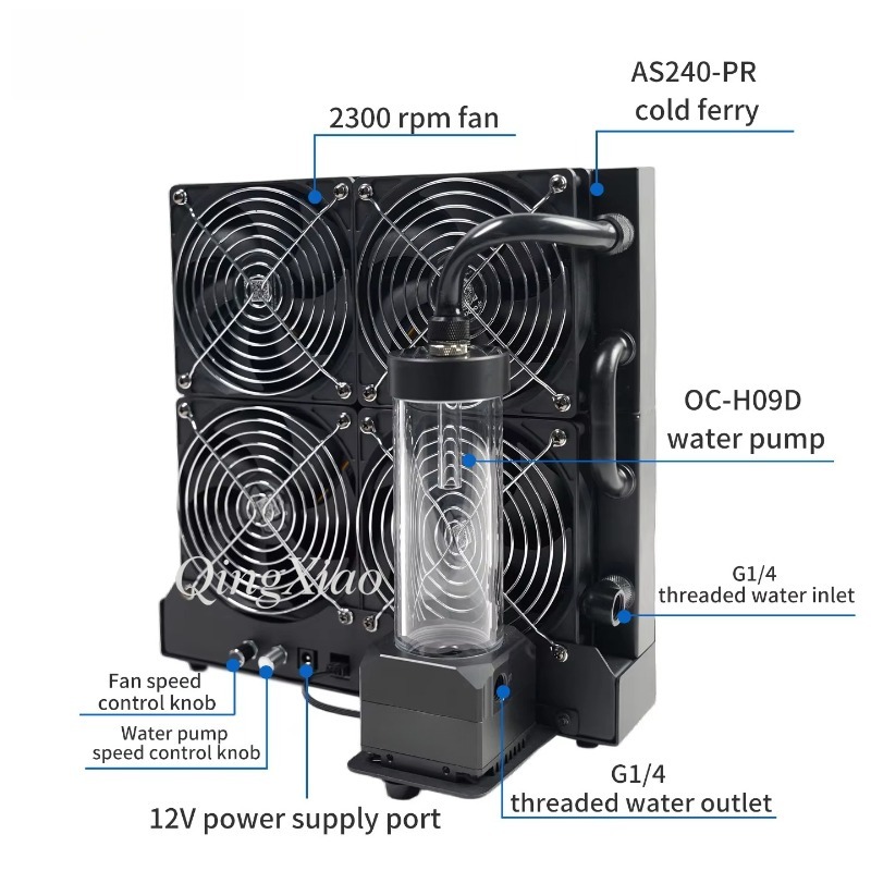 4 Fan Radiator Pump And Water  - External Radiator Water Cooling Kit recension och pris